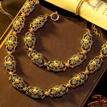 1pc Bracelet 1pc Necklace Women's Fashion Jewelry Hollow Design Palace Luxury Elegant Victorian High-End Set Suitable For Banquet Party Daily Wear - Multicolor - View 6