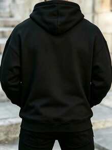 Custom Men's Hoodie, Multiple Text Options Available. Just Upload Your Image To Get Yours. A Fashionable Choice To Create A Unique Personalized Hoodie. Whether For Yourself Or As A Gift For Friends, It's A Perfect Choice. - Black - View 2