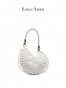 Vacation Style Beach Woven Bag Women's New Handmade Crochet Seashell Shaped Handbag Holiday Hollow Beach Bag - Multicolor - View 6