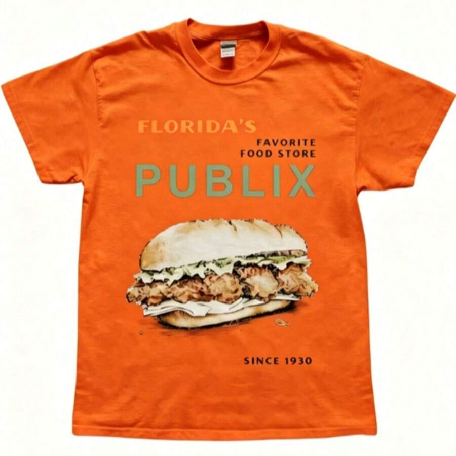Cozy Publix Shirt, Pub Sub Vintage StyleShirt, Publix Sub Fans, Floridas FavoriteGrocery Store, Florida SupermarketMenswear Top Underwear Tshirt - 橘色 - 查看 1
