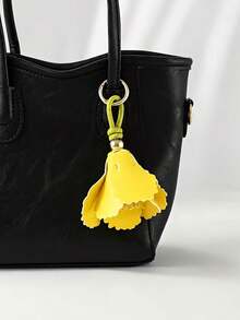 1pc Exquisite Yellow PU Leather Flower Keychain, Minimalist Artificial Flower Bag Charm, Women's Keychain, Wallet Pendant, Car Key Accessory, Fashion Handmade Hanging Decoration, Gift For Her - Multicolor - View 3
