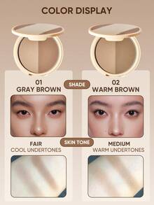 JUDYDOLL Palet Makeup Kontur 2-in-1, Termasuk Perona Pipi dan Highlighter, Sempurna untuk Kontur Wajah, Shading, Pembentukan Hidung, Ideal untuk Kencan, Pernikahan, Pesta, dan Hadiah yang Bagus untuk Teman dan Pacar. - Coklat - View 4