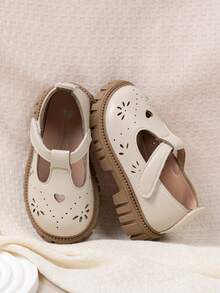 2026 Spring/Summer New Girls' Soft Sole Princess Shoes, Toddler Solid Color Korean Style Casual Shoes, Comfortable Versatile For Outdoor - Beige - View 1