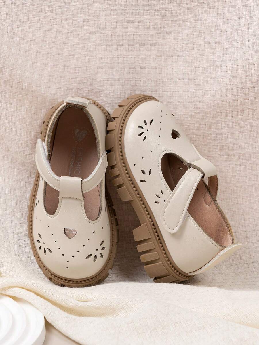 2026 Spring/Summer New Girls' Soft Sole Princess Shoes, Toddler Solid Color Korean Style Casual Shoes, Comfortable Versatile For Outdoor - Beige - View 1