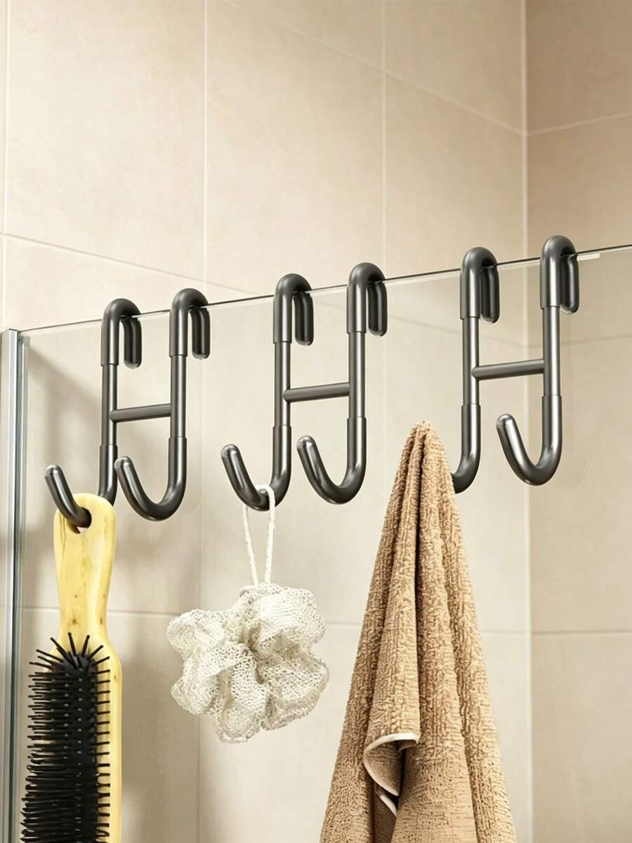 Shower Door Hook, Multi-Functional Hook For Hanging Clothes, Bathrobes And Towels, Heavy-Duty Hook Designed For Glass Shower Doors - Multicolor - View 1