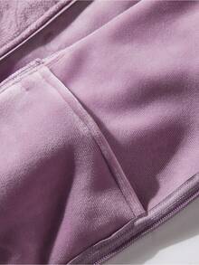 Fallfashion Ladies' Outdoor Fleece Jacket With Maple Leaf Pattern And Thick Zipper Pocket Design, Fleece Jacket Falloutfit - Lilac Purple - View 7