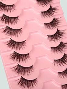 10 Pasang Ekstensi Bulu Mata Cat Eye Alami dengan Garis Hitam, Cocok untuk Riasan Sehari-hari dan Kencan - Hitam - View 7