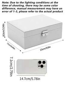 Large Capacity Jewelry Storage Box, Double Layer With Lock Necklace Earring Jewelry Box, Large Capacity Ring Earring Jewelry Storage Box, Double Layer Large Capacity Jewelry Box, Portable Jewelry Storage Box, With Removable Tray, Fabric Lining, Key Lock Closure - Desktop Accessory Storage, Travel Jewelry Storage Box, Jewelry Storage, Suitable For Necklaces, Rings, Watches, Bracelets, Bangles, Best Gift For Family, Friends, Classmates, Teachers, Goddesses, Holiday Gift, - Multicolor - View 3