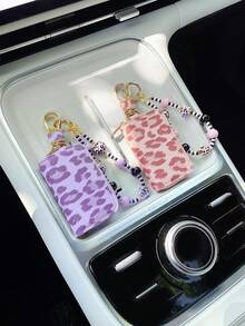 Keychain + Key Pouch Set Creative PU Leather Leopard Print Car Key Pouch New Storage Key Pouch, Universal Car Key Pouch Suitable For Fiat, Audi, Multiple Key Protective Covers, Small Car Lock Remote Control Protective Shell. - A - View 10