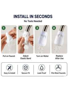 12/24-Piece Combo Pack, Filter Bag + Securing Strap, Household Faucet Filter Bags, Suitable For Both Hot And Cold Water, Filters Sediment, Scale, And Impurities. Suitable For Kitchen And Bathroom Faucets. Easy Installation. Ideal For Home Cleaning. - View 8