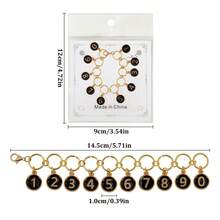 1 Set Enamel Number 0-9 Knitted Row Counter Chain, Locking Stitch Marker With Clasp, Suitable For Knitting, Crochet, Sewing Accessories - Fastener - View 4