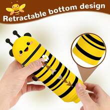 Waterproof Silicone Bee Pattern 2-In-1 Pencil Case, Animal Pattern Pencil Case, Can Be Used To Store Household Items, Pens, Rulers, Cosmetics And More. Ideal Choice For School Supplies, Office Supplies, Learning Supplies And Daily Necessities - Silicone - View 3
