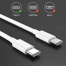 1/3 Set 3.3FT/6.6FT Fast Charging Data Transfer 2-In-1 Data Cable Compatible With Apple 17/16/15 Series, S21 To S25 Ultra Plus - 白色 - 查看 3