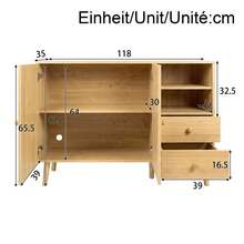 Modern Sideboard With Curved Doors, Wooden Handles, Wooden Legs - 自然的 - 查看 2