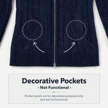 Women's Autumn/Winter Y2K Open Front Knit Top With Fake Pockets Casual Hoodie (Decorative Pockets)/Casual, Daily, Party, Shopping, Halloween, Christmas, Thanksgiving/Fall Women Clothes/Y2k Tops Y2k/Streetwear/Back To School/Back To School First Choice Clothing - Navy Blue - View 4