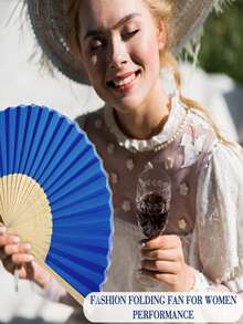 3-60pcs Elegant Fan Set, Includes Thank You Card, Tag And Gift Bag, Bride Bamboo Handheld Folding Fan, Suitable For Bridesmaid Gift And Wedding Decoration, Party Event, Perfect Summer Accessory, 1pc - Royal Blue - View 4