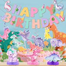 1 Set Papier Girlande / 6 Stücke Papier Spiral Hängedekorationen / 3 Stücke Papier Waben Tischdekorationen Dinosaurier Geburtstags Party Dekorationen Pastell Dinosaurier Geburtstags Banner Dinosaurier Hängende Wirbel Tischdekoration - Verschiedenfarbig - Übersicht 4