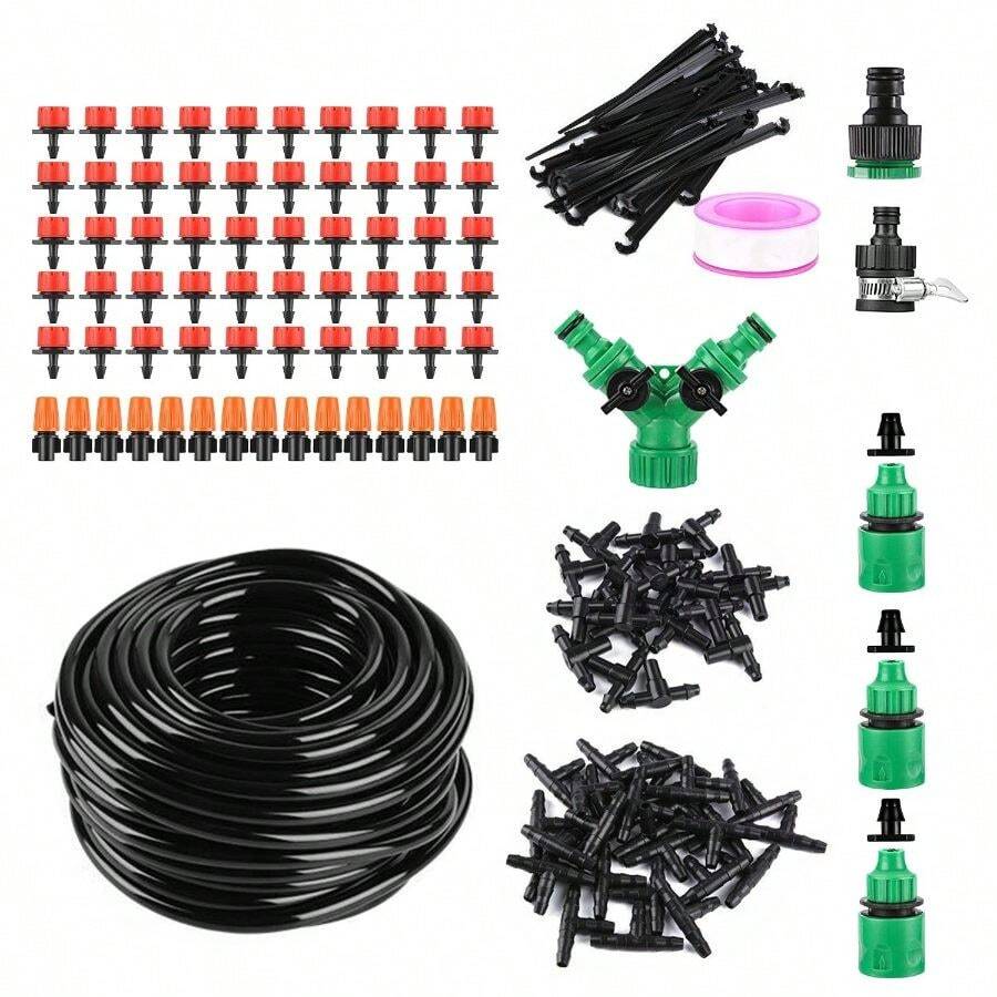 164FT Drip Irrigation Kit Automatic Garden Irrigation System Misting Plant Watering Drip Kit Garden Greenhouse Flower Bed Patio Lawn - Drip Irrigation Kit - View 1