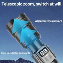 1pc Rechargeable LED Flashlight High Power Zoomable Torch With LCD Display 3 Lighting Modes Waterproof Handheld Light For Outdoor Camping Hiking Emergency - Flashlight - View 8