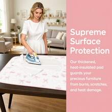 Portable Dual-Use Ironing Mat, Cute Bow & Cherry Print Foldable Ironing Pad, Supports Flat Surface & Hanging Ironing, Compact Space-Saving Ironing Board Alternative, Home & Travel Garment Care Easy Storage Pad - Pink Bow - View 4