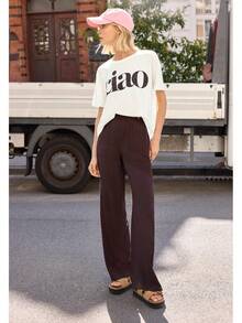 Eu Lager,Street One Studio Women's T-Shirt With Round Neck And Wording - 白色 - 查看 3