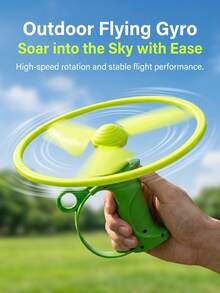Pull String Flying Disc Toy, No Battery Required, Hand-Thrown UFO Flying Disc, Suitable For Teenagers, Outdoor Interactive Spinning Toy, Perfect For Family Backyard Gatherings, Durable Plastic Disc, Easy To Operate - View 3
