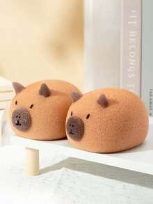 2pcs/Set Cute Capybara Shaped Bath Sponge - Soft High-Density Nano Sponge With Gentle Exfoliating Bath Brush, Suitable For Gentle Scrubbing And Foaming Cleaning - Spa Gift | Durable Bath Sponge - Capybara Bath Sponge - View 6