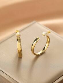1 Pair Fashion New Round Screw Clip Copper Earrings For Women, No Piercing Ear Clips, Adjustable Tightness, Suitable For Daily Wear - Ear Clip - View 8