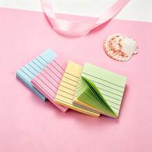 100 Sheets Colorful Horizontal Lined Sticky Notes, Portable Self-Adhesive Memo Pads, Aesthetic Stationery For Students & Office Workers, Back To School School Supplies - one-size - View 9