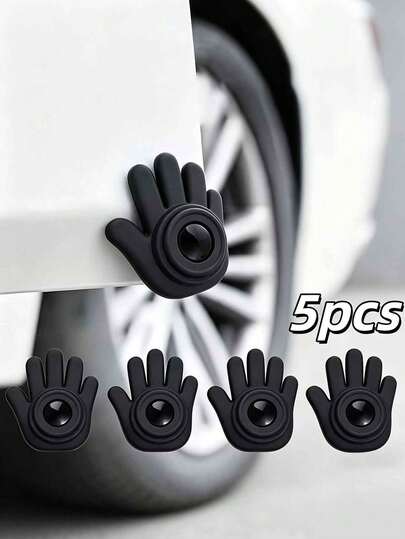 5 PIEZAS Almohadillas de silicona con forma de palma negra, almohadillas de silicona engrosadas anti-colisión, almohadillas amortiguadoras para puertas de coche, anti-caída, almohadillas protectoras anti-arañazos