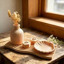 SILIKE LUFEI 3pcs Clay Silicone Mold Set: Long Wave Tray, Striped Vase & Shell Dish Decor Molds, Suitable For Resin, Plaster, Candle, Aromatherapy Products, Home Decor Display Silicone Molds - Silicone Mold - View 4