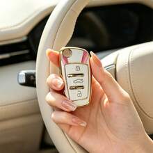 1pc Car Key Case-Edgy Print,Suitable For Audi A3 8P, A6 C6, Q3 8U, A1 8X, Q7 4L, TT 8J, R8 42.Advanced Soft-Touch, Does Not Block Signal, Unisex. - Audi 3 Button Model CA - View 10