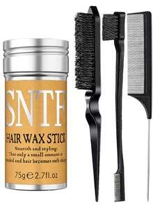 4pcs Hair Wax & Comb Set, Includes: 1pc Non-Greasy Styling Hair Wax Stick For Strong Hold And Neat Look, 1pc Hairline Comb For Smooth Hairline, 1pc Comb For Soft Hair Styling And Frizz Control - 75g - View 28