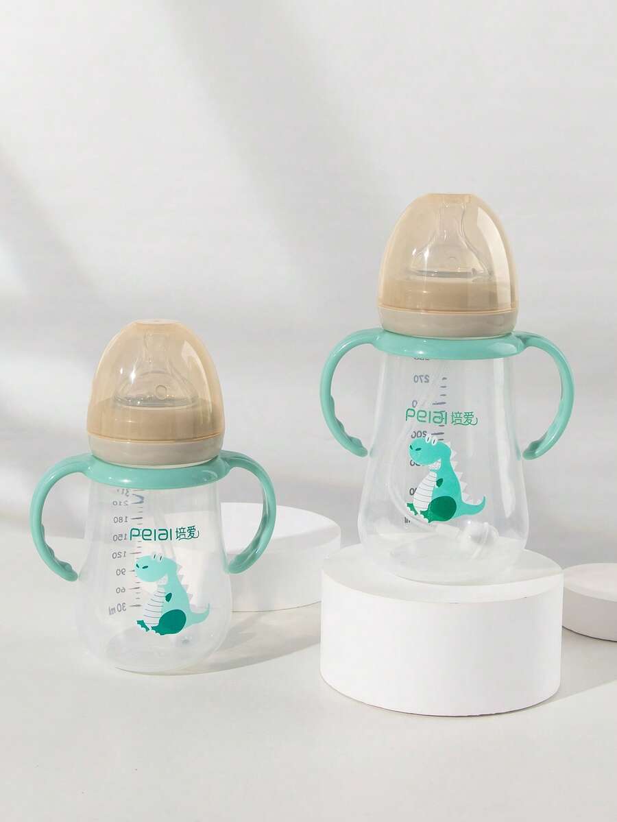 1 buah Botol Susu Bayi Motif Dinosaurus PP dengan Dot Silikon, Anti Jatuh dan Tahan Lama, Cocok untuk Bayi Usia 0-3 Tahun untuk Minum Susu dan Air