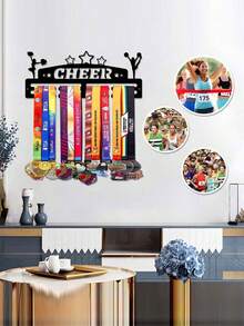 1pc Medal Display Rack For Cheerleaders, Gold/Silver/Bronze Medals, Metal Wall Decor Storage Shelf, Suitable For Sports Awards, Weather-Resistant Display And Collection, Perfect Gift For Sports Fans And Champions, Indoor And Outdoor Use - Black - View 9