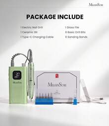 Professional Nail Drill Kit, 30000RPM Cordless Electric Nail File With LCD Display, Rechargeable 4000mAh Battery Nail Efile For Acrylic & Gel Nails, Manicure Pedicure, Salon & Home Use - 薄荷綠 - 查看 8