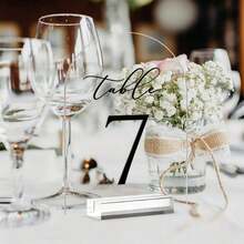 Wedding Transparent Arch Table Number Card, 5*7 Inch Arch Acrylic Table Number Card With Acrylic Stand, Table Guide Sign, Suitable For Wedding Party, Birthday Party And Other Occasions - A - View 8