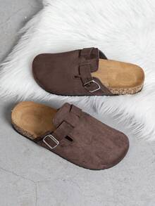 Wide Fit Men's Casual Slouchy Mule Shoes With Half-Covered Toe - Rust Brown - View 5