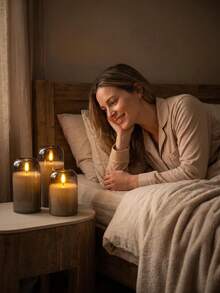 3pcs LED Grey Curved Flameless Artificial Candles, Timer Function, Suitable For Living Room, Wedding, Restaurant - Gray Arc-shaped Sleeve 3 - View 3