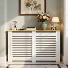 UNHO Modern White Radiator Cover MDF Cabinet Heater Enclosure With Wood Top 35.6" H - White - View 12
