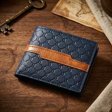 Billetera corta de piel auténtica para hombre, plegable con múltiples ranuras para tarjetas, ideal para regalo y uso diario - NS19 - Ver 8