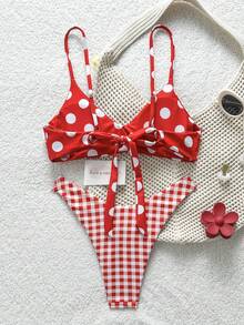 2026 Fashion Elegant Cute Polka Dot Print Women's Bikini Swimsuit 2 ...