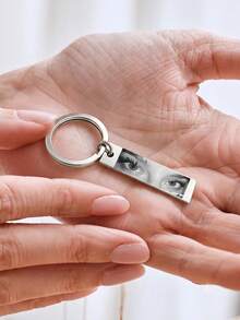 1PC Personalized Couple Eye Photo Keychain | Customized Rectangular Long Photo Keychain | Stainless Steel Long Customized Keychain | Gold Silver Black Couple Photo Keychain | Family Memorial Photo Keychain | Personalized Customized Eye Keychain | Gift For Couples Anniversary | Valentine's Day Gift, Gift For Boyfriend, Anniversary Gift, Gift For Husband He She, Long Distance Relationship Gift - Custom Keychains - View 3
