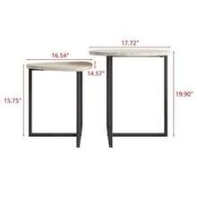 Set Of 2 Round Coffee Tables – Industrial Design Wooden Side Tables For Living Room, Modern Coffee Table - 白色 - 查看 7