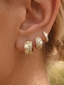 rakol 6pcs Fashionable Versatile Bohemian Style Cubic Zirconia Earring Set, Suitable For Women's Daily Stacking Decoration - Earrings - View 11