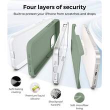 Case Compatible With IPhone 13, [Military-Grade Shock Protection] Silicone Case With Soft, Scratch-Resistant Microfiber Lining Case Compatible With IPhone 14 15 16 Pro Max 17 Pro Max XS Max XR 7 8 Plus SE2022 6s 6s Plus 12 Mini 11 - Light Green - View 6
