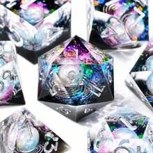 Handmade Dual-Color Resin Dice Set, Suitable For Role-Playing Games, With Interstellar Glitter And Precise Edges, Perfect Gift For Teens 14+ For Birthday Or Christmas - Multicolor - View 2