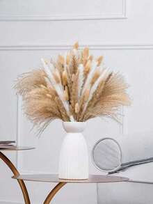 Brown Artificial Pampas & Bunny Tail Grass Reed Bouquet, Boho Farmhouse Floral Decor For Wedding Home All Season Party - Brown White 1 - View 5
