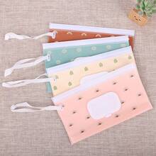 Solid Color Portable Wet Wipes Storage Bag, Press-To-Open Lid With Water-Lock And Dust-Proof Design, Convenient For Stroller Hanging, Great Helper For Outings With Baby, Plastic Flip-Top Dispensing Packaging Bag For Wet Wipes, Loose Tissue Bag For Baby Stroller - Multicolor - View 5