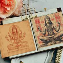 24 Sheets 6*6 Inch Deity Mandala Illustration Scrapbook/Journal Paper, Vintage Aged Paper Texture Suitable For Collage, Origami And Journaling Materials, DIY Paper, Handmade Scrapbook, Bullet Journal, Greeting Cards, Gift Wrapping - Square - View 7